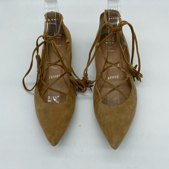 Sigerson Morrison Gladiator Lace Up Suede Point Toe Flats Brown Womens Size 7 B - Picture 3 of 13